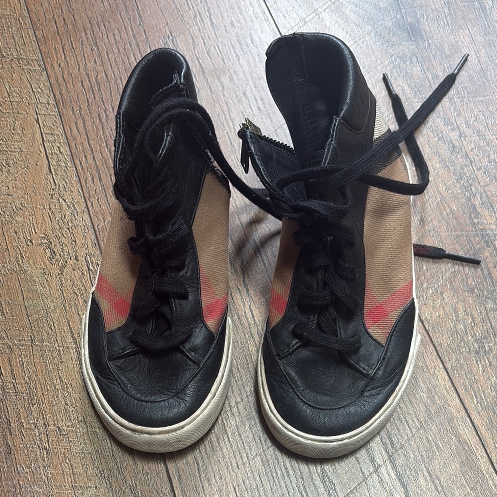 Burberry Black and Tan Kids Sneakers